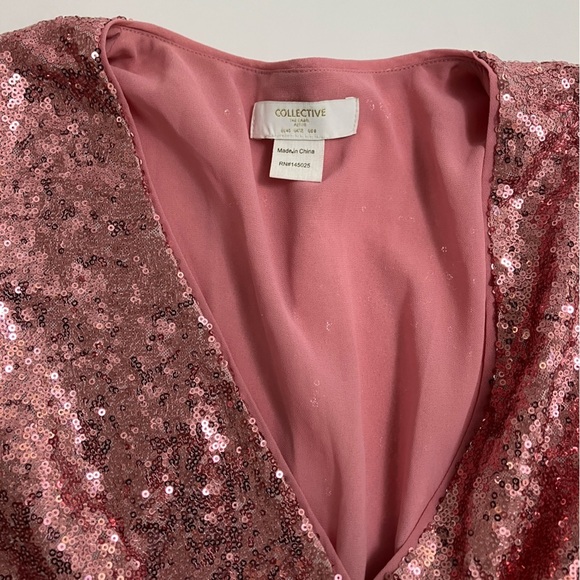 COLLECTIVE THE LABEL pink sequin bodysuit - Picture 3 of 6